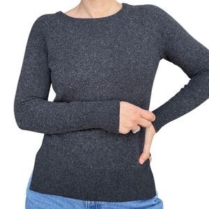 Halogen Dark Gray 100% Cashmere Crewneck Pullover Sweater Women Size Medium
